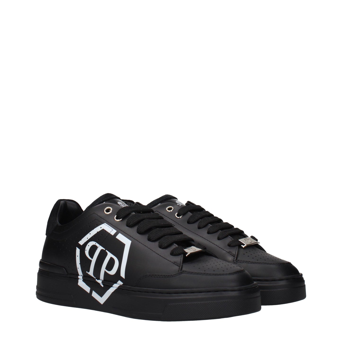 Black Leather Low Top Sneakers