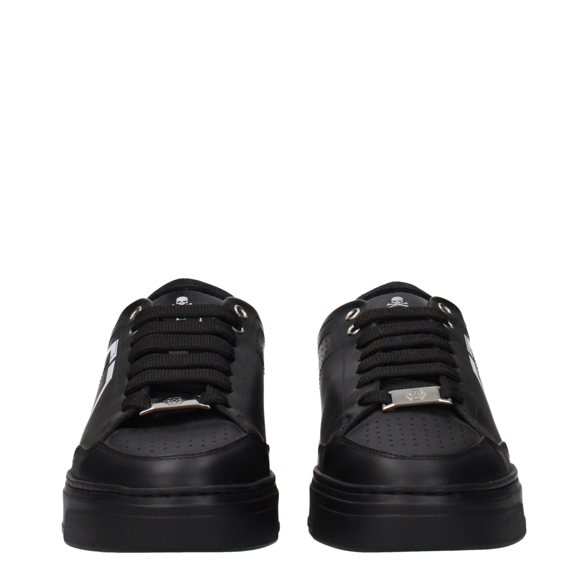 Black Leather Low Top Sneakers