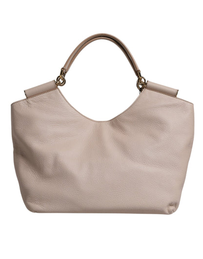 Light Pink Leather Logo Plaque Tote Shoulder Borse Bag
