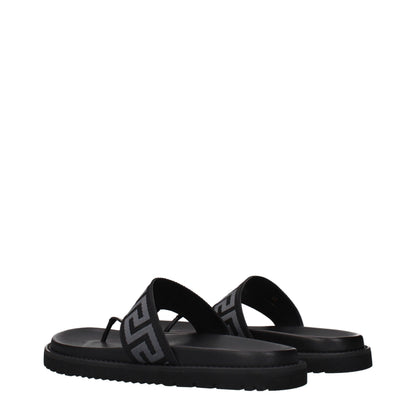 Black Fabric Flip-Flop Sandals