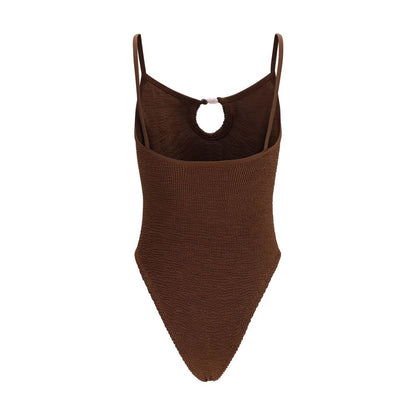 Brown Polyamide One-Piece Swimsuit
