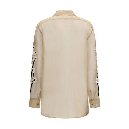 Beige Silk Pattern Shirt