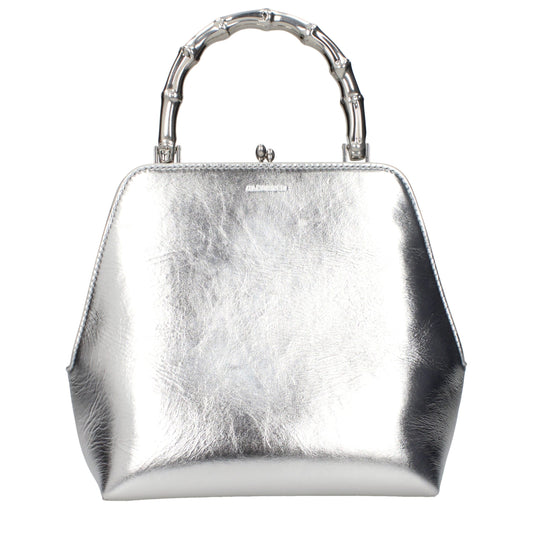 Gray Leather Handbag