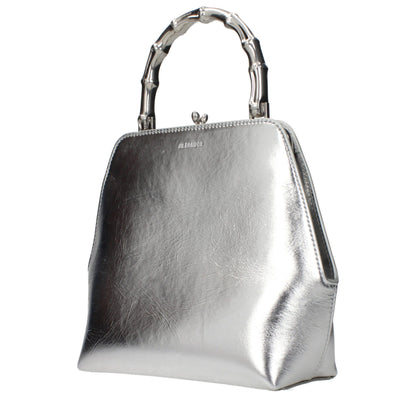 Gray Leather Handbag