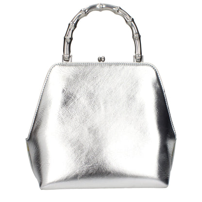 Gray Leather Handbag