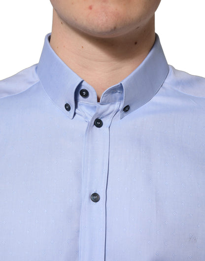 Light Blue Cotton Dress Formal Men Shirt