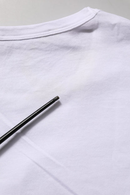 White Logo Heart Cotton Men Crew Neck T-shirt
