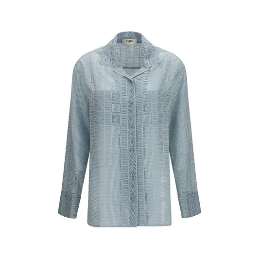 Blue Silk Dress Shirt