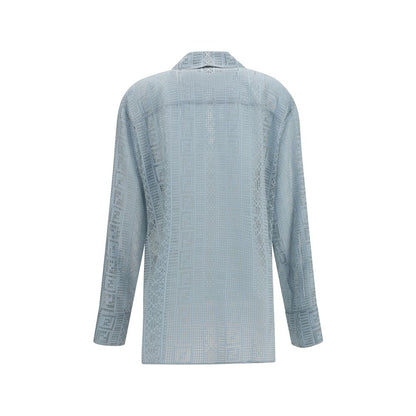 Blue Silk Dress Shirt