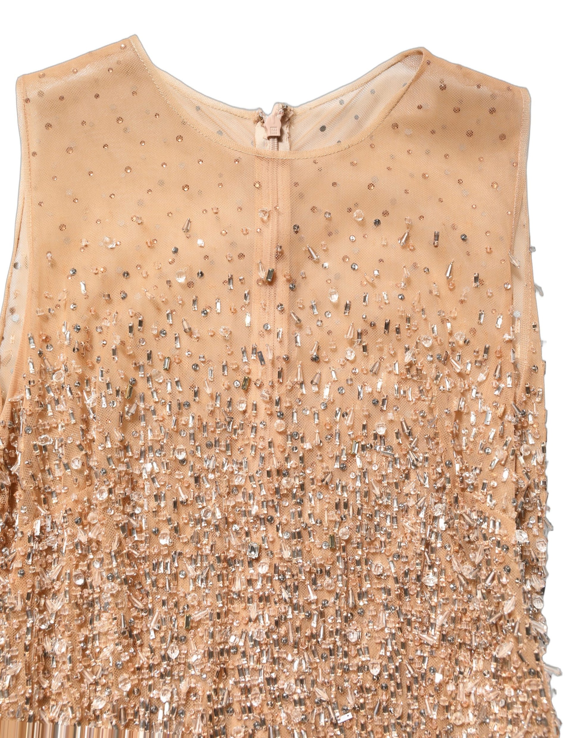 Brown Crystal Embellished Mermaid Gown Dress