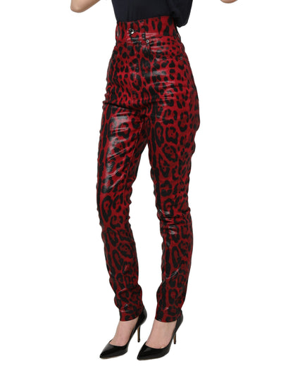 Red Leopard Skinny High Waist Denim Jeans