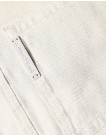 White Tattered Skinny Cotton Denim Jeans