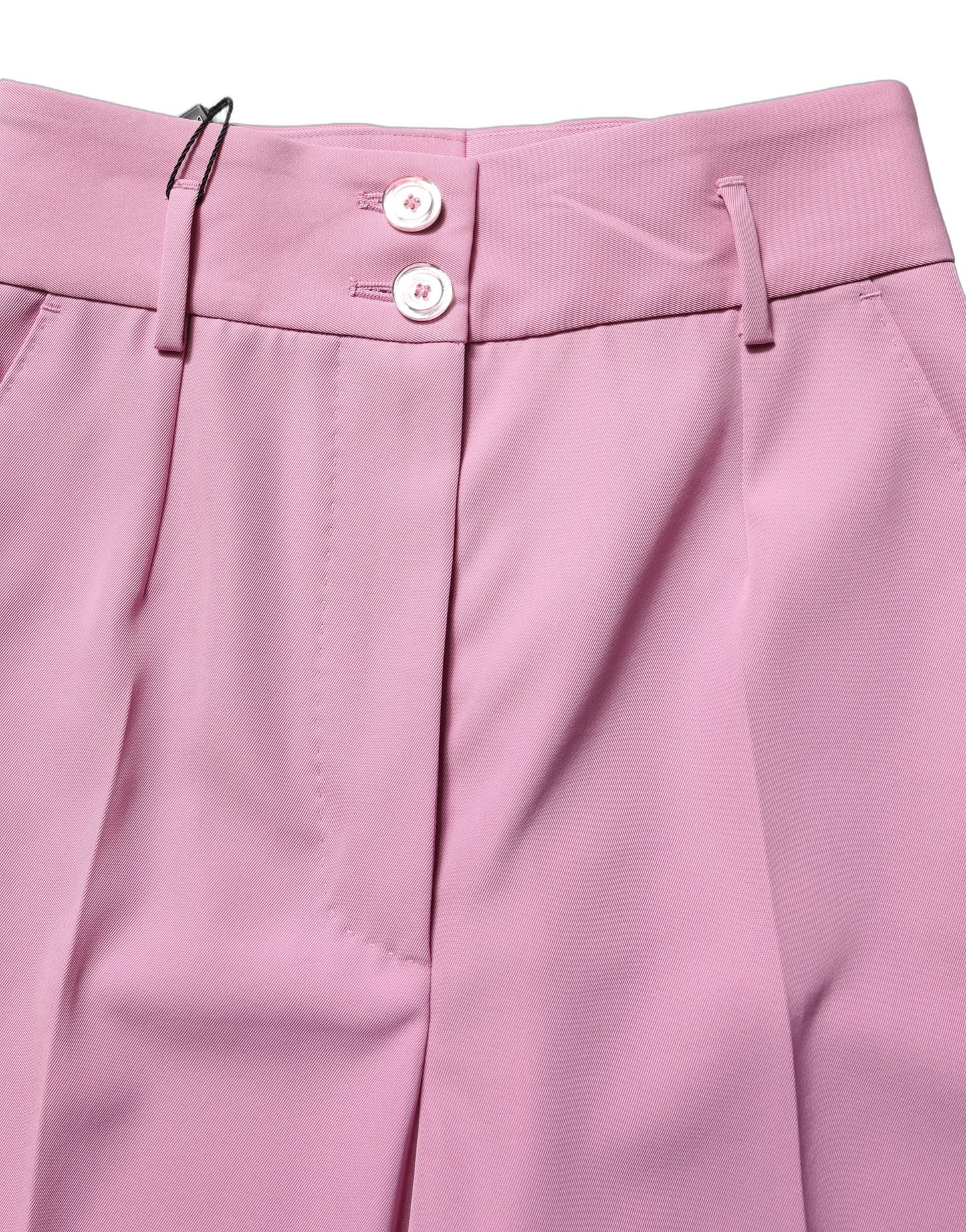 Pink High Waisted Polyester Trouser Pants