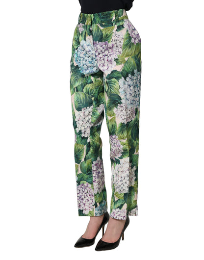 Multicolor Floral Print Tapered Trouser Pants