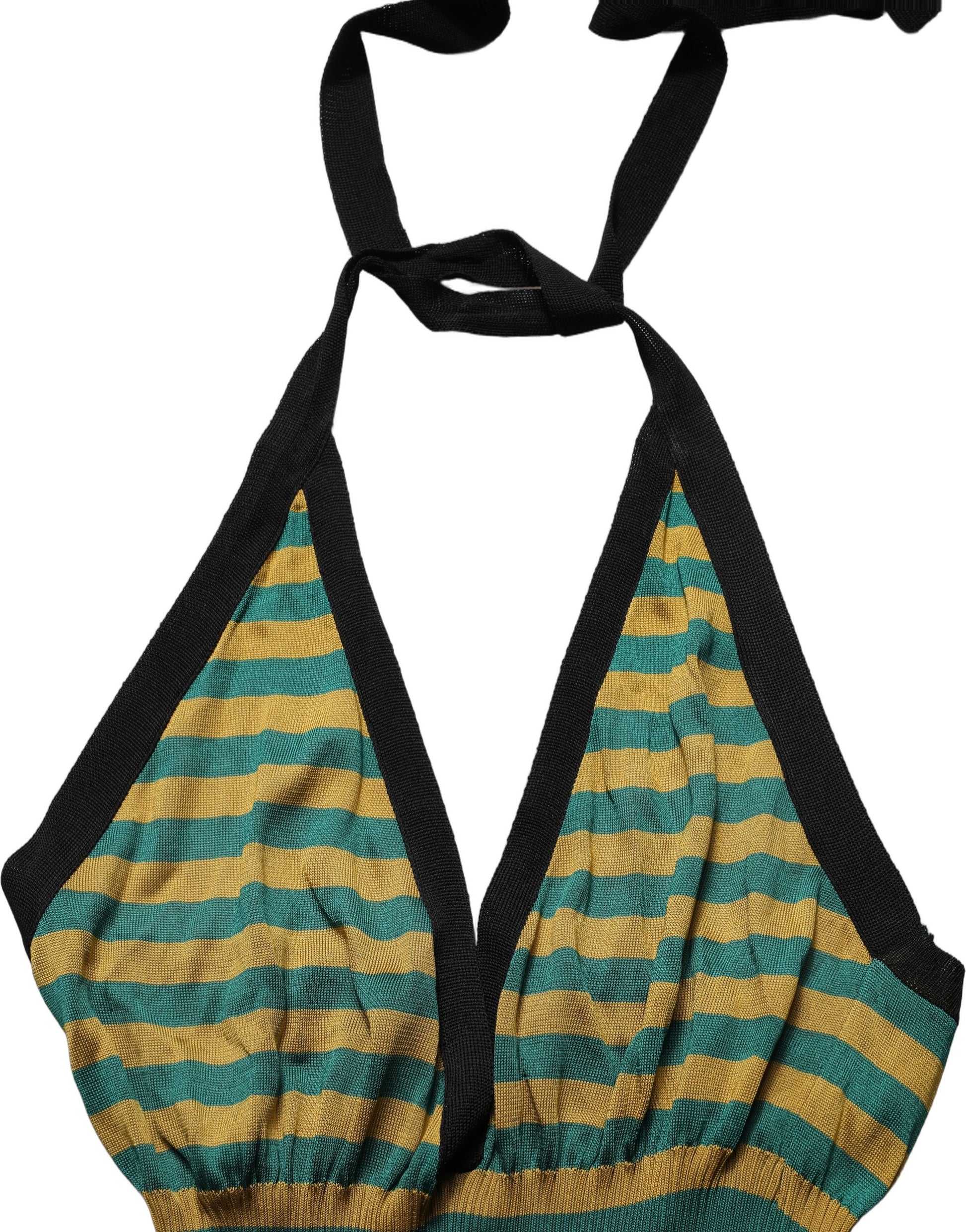 Multicolor Stripes Wool Knit Halter Tank Top