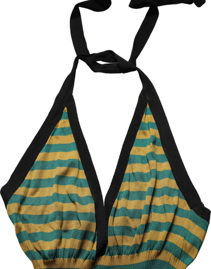 Multicolor Stripes Wool Knit Halter Tank Top