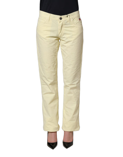 Yellow Cotton Straight Casual Denim Trouser Jeans