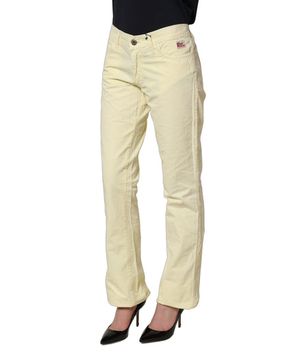 Yellow Cotton Straight Casual Denim Trouser Jeans
