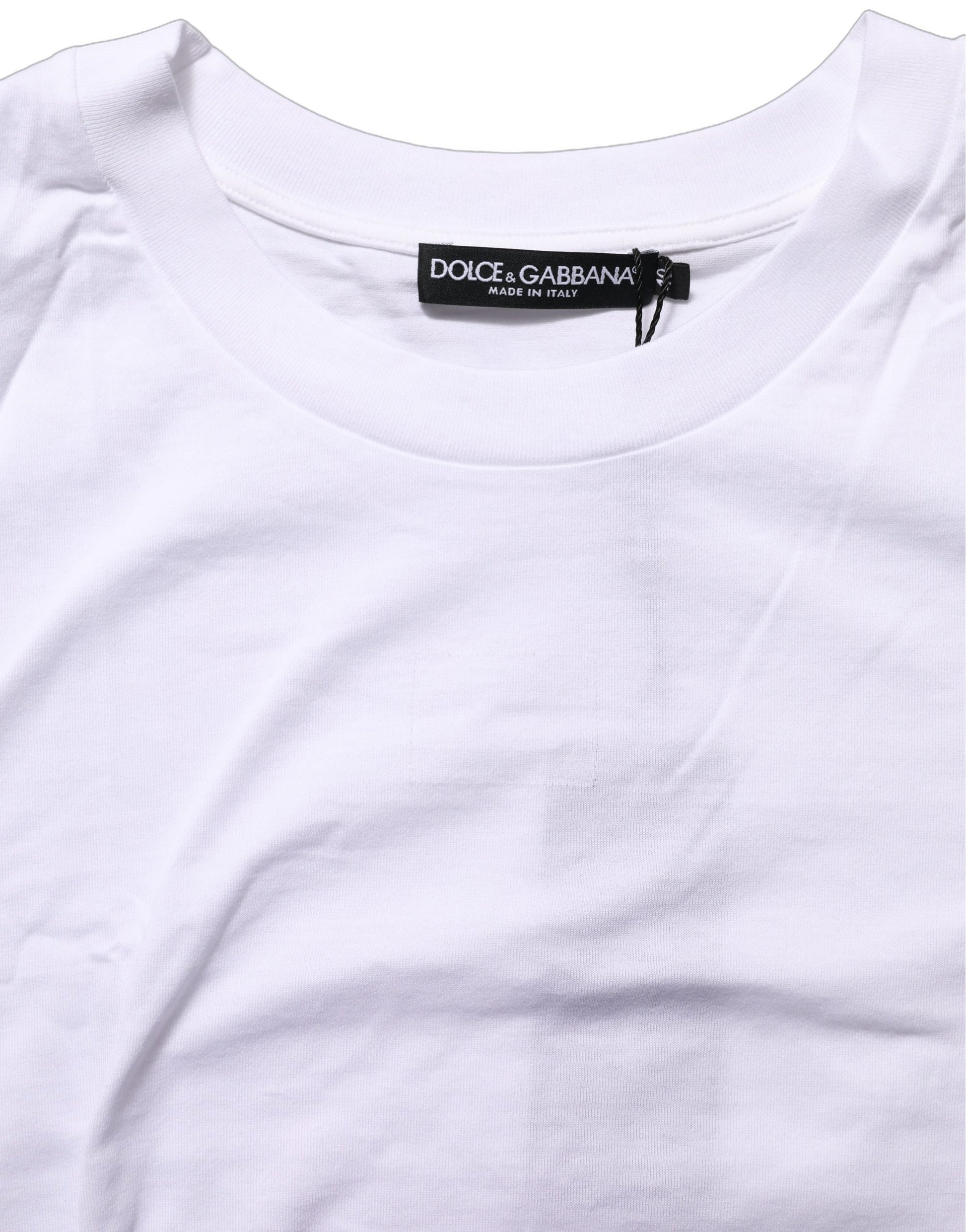 White Cotton Round Neck Short Sleeves T-Shirt