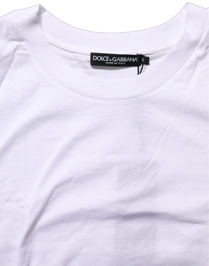 White Cotton Round Neck Short Sleeves T-Shirt