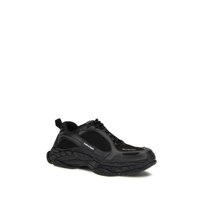 Black Polyester Athletic Sneakers
