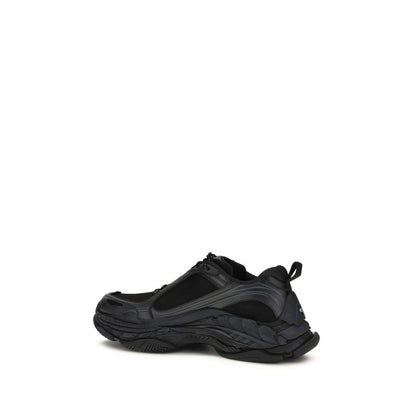 Black Polyester Athletic Sneakers