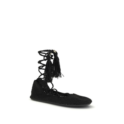 Black Recycled Polyester Ballet Flats