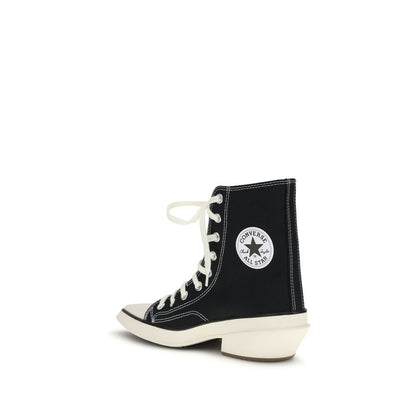 Black Fabric Chunky Sneakers