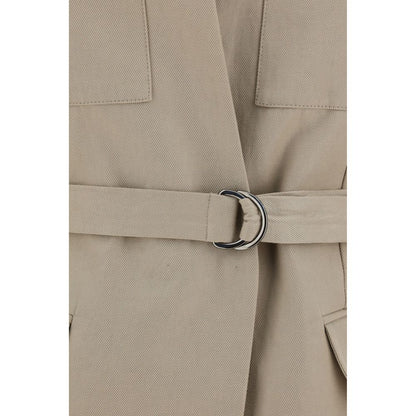 Beige Cotton Sleveless Jacket