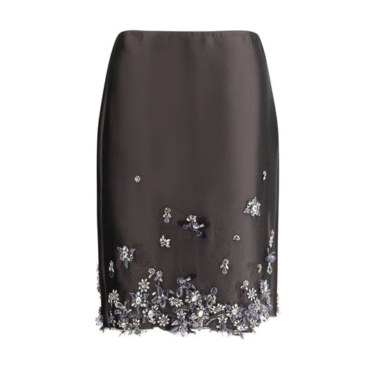 Gray Silk Midi Skirt