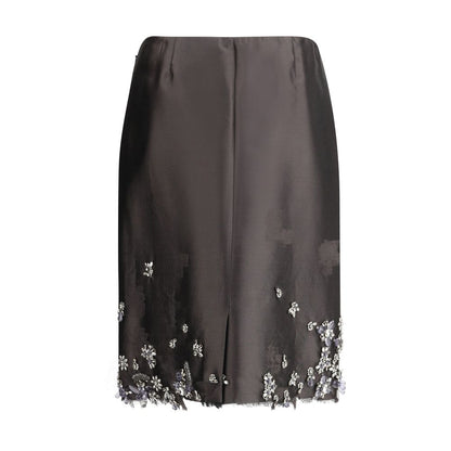 Gray Silk Midi Skirt