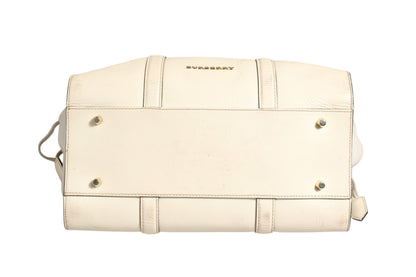 Chalk White Large Leather Tote Bag