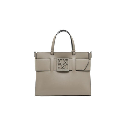 Beige Artificial Leather Handbag