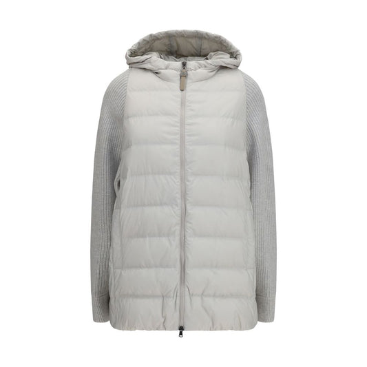 Gray Polyester Full-Length Jacket