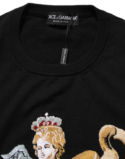 Black Angels Wool Crew Neck Pullover Sweater