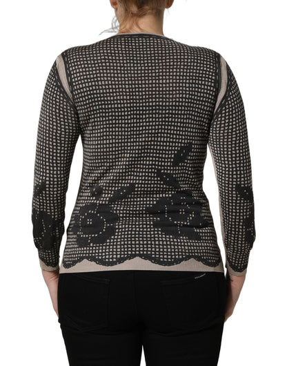Black Floral Lace ButtonDownCardigan Sweater