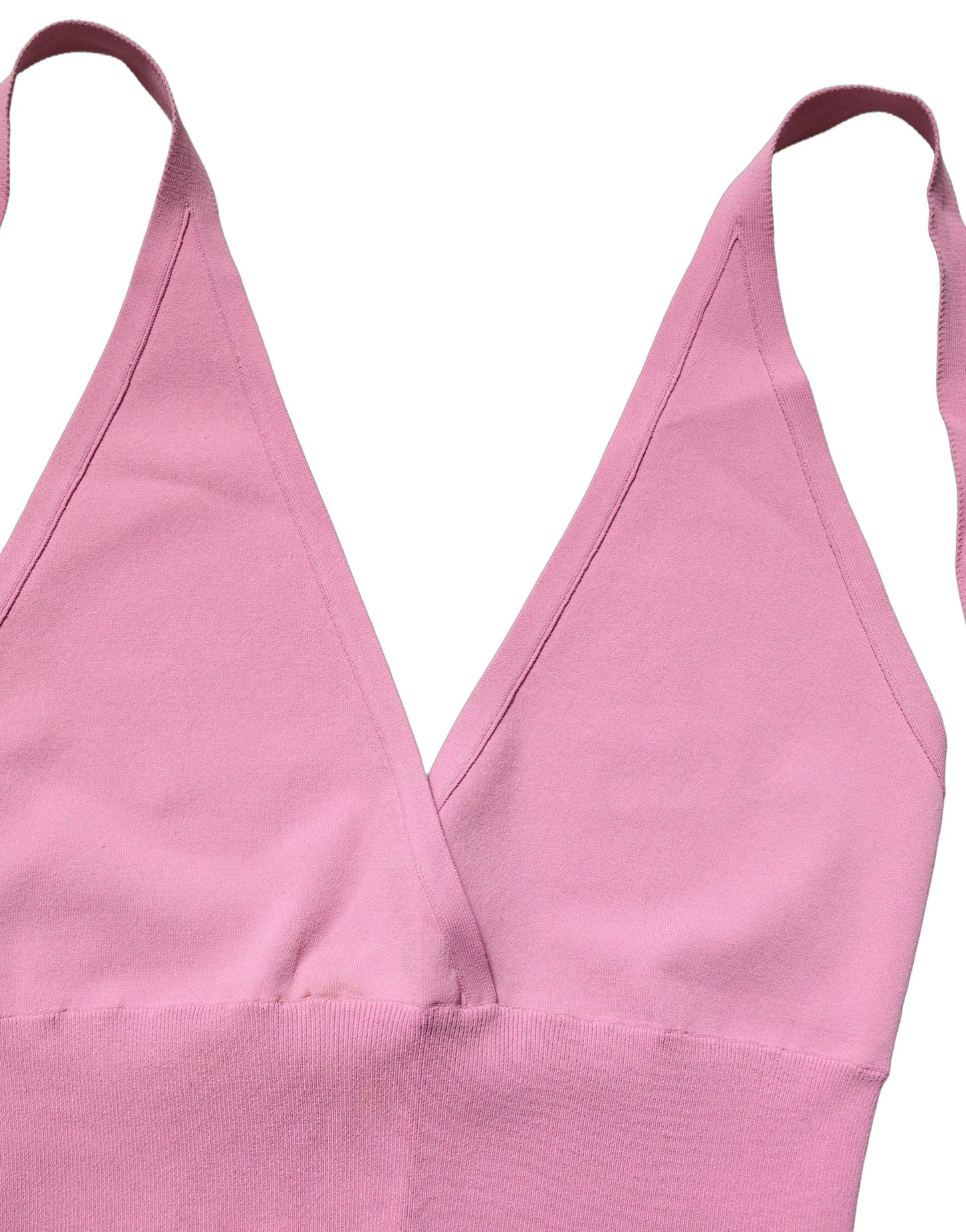 Pink Halter Neck Fitted Cropped Tank Top