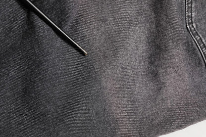 Dark Grey Distressed Mid Waist Denim Jeans