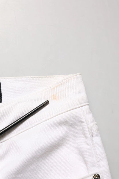 White Cotton Skinny Mid Waist Denim Jeans
