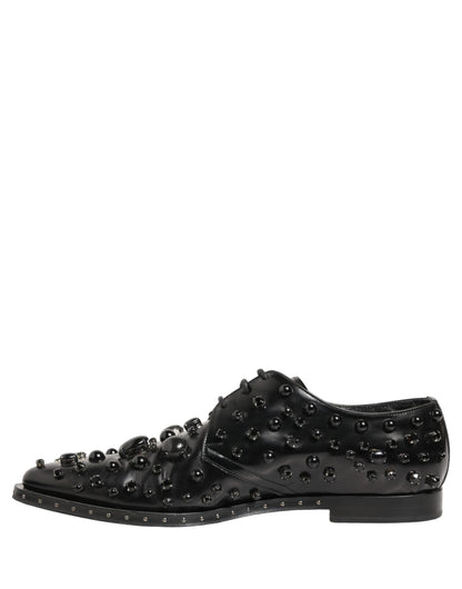 Black Leather Studded Men Formal Derby Shoes