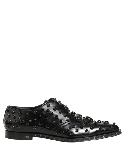 Black Leather Studded Men Formal Derby Shoes