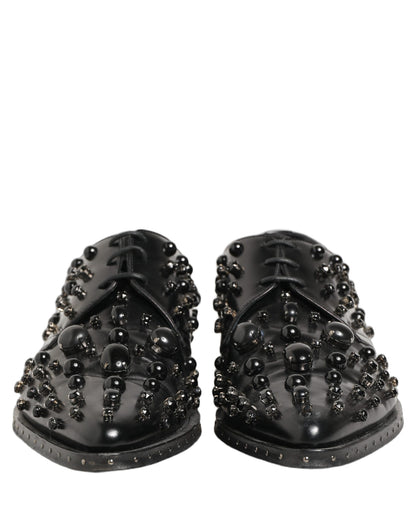 Black Leather Studded Men Formal Derby Shoes