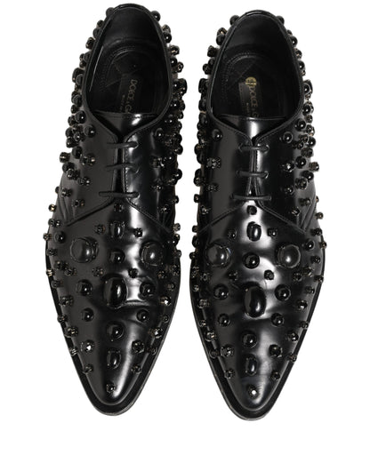 Black Leather Studded Men Formal Derby Shoes