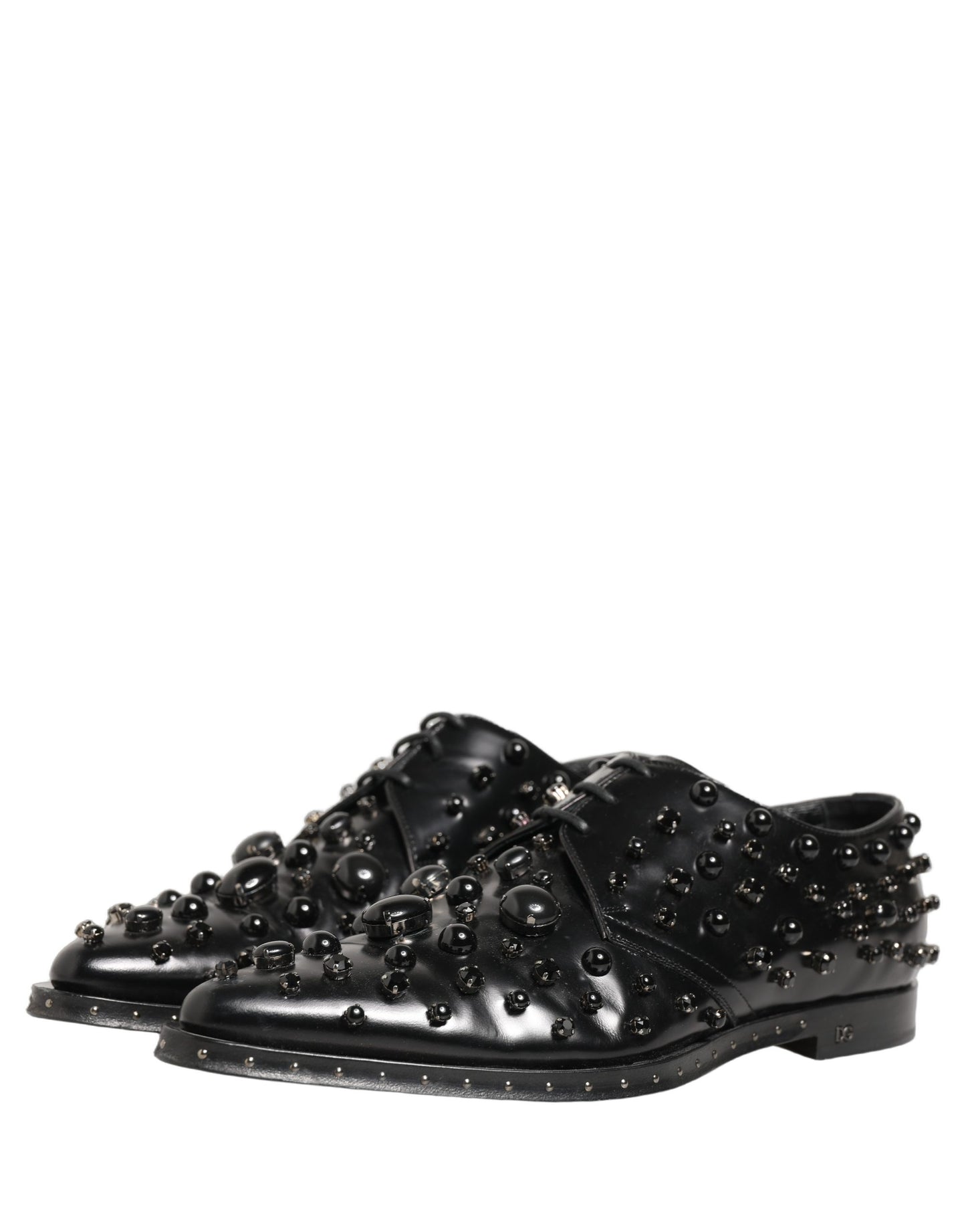 Black Leather Studded Men Formal Derby Shoes