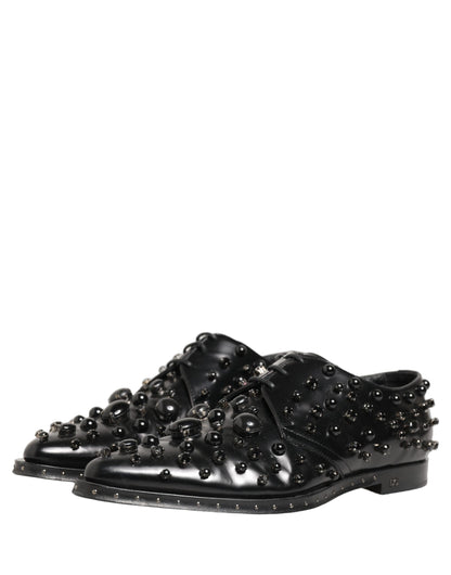 Black Leather Studded Men Formal Derby Shoes