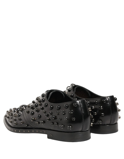 Black Leather Studded Men Formal Derby Shoes