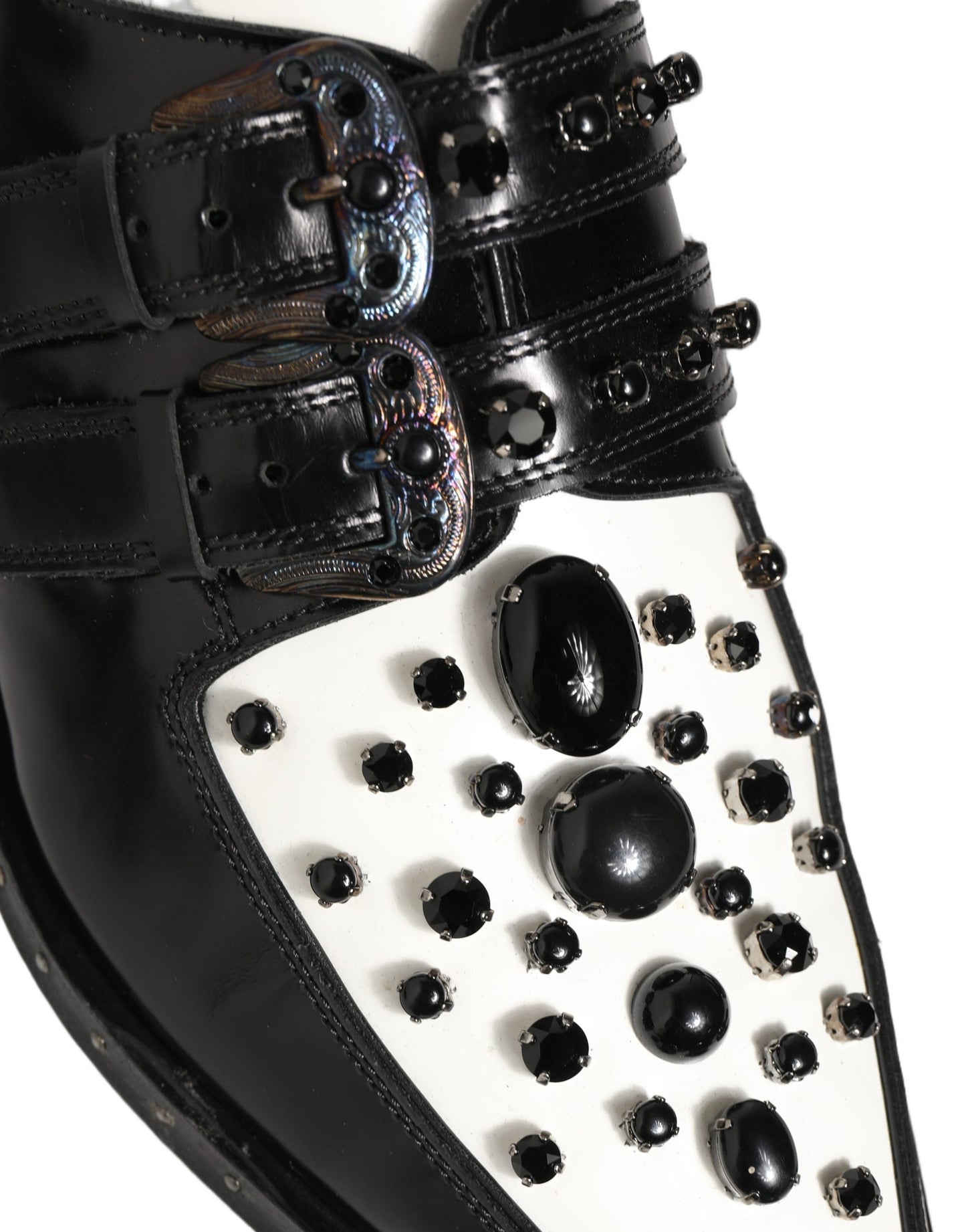 Black Leather Studded Formal Monk Strap Shoes