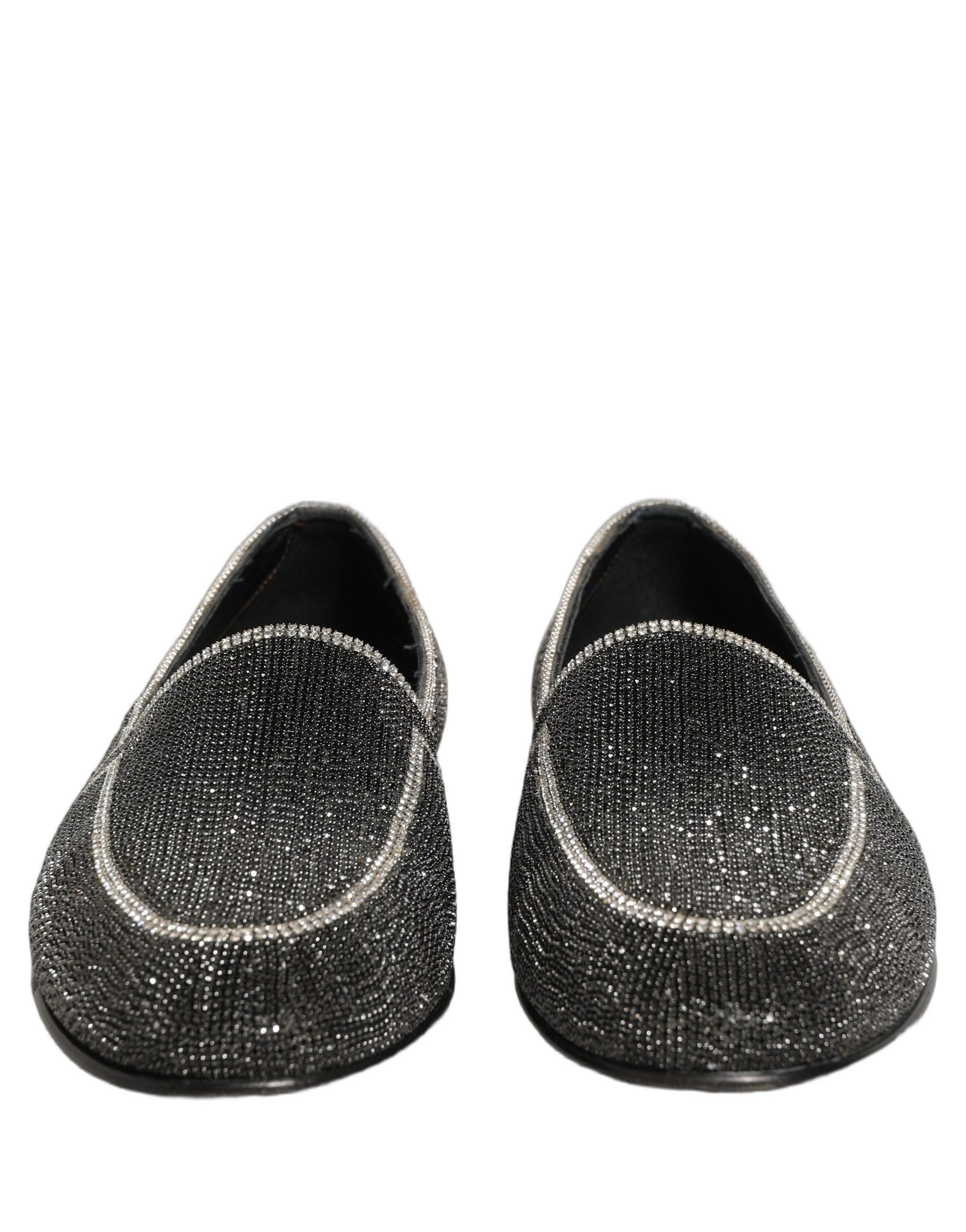 Black Crystal Embellished Men Loafers Shoes
