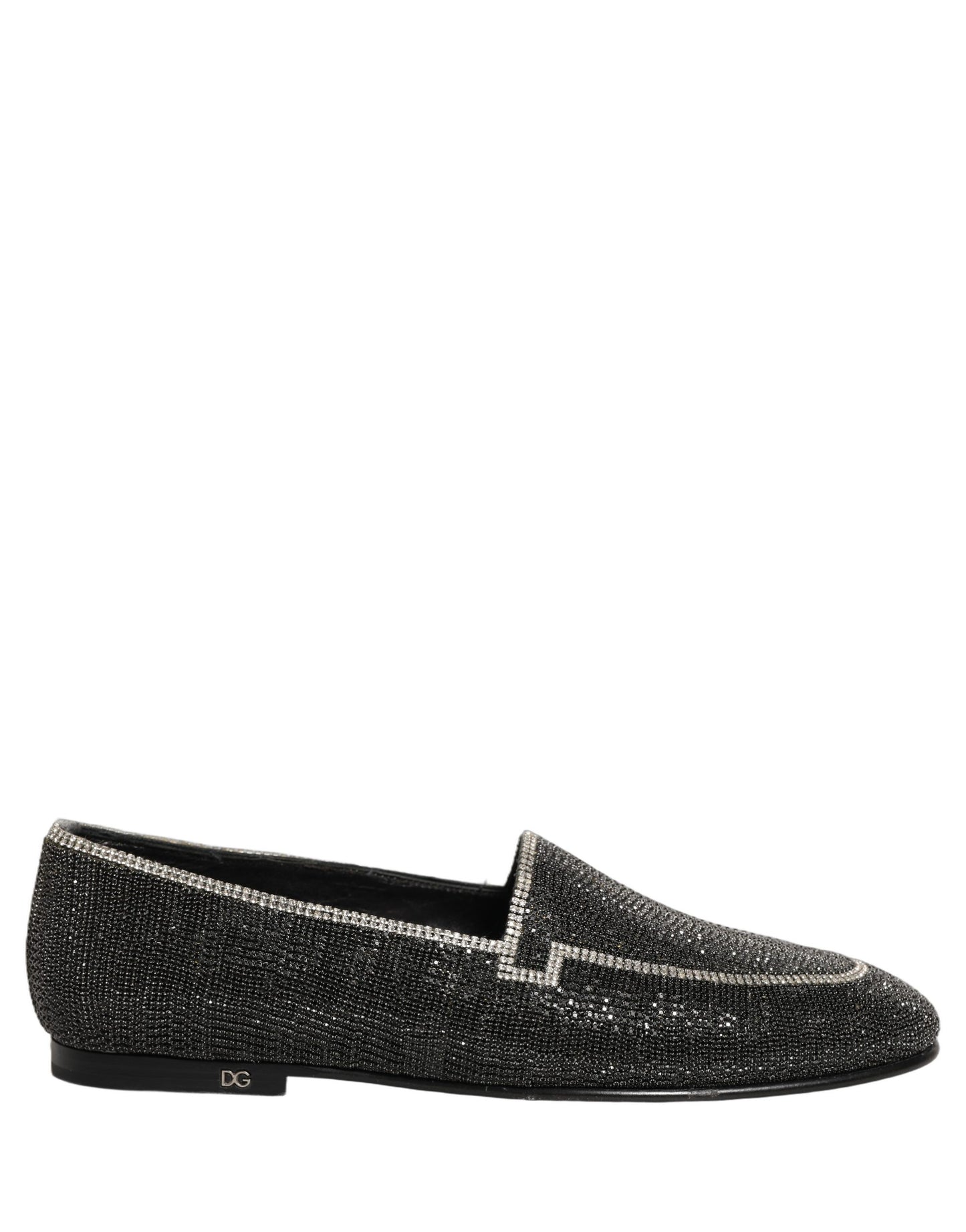 Black Crystal Embellished Men Loafers Shoes