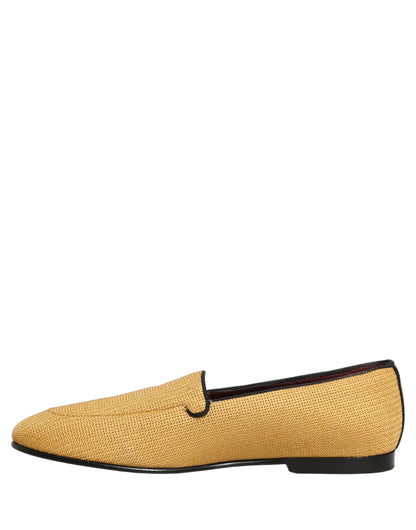 Yellow Woven Men Slip On Dress Loafers Shoes